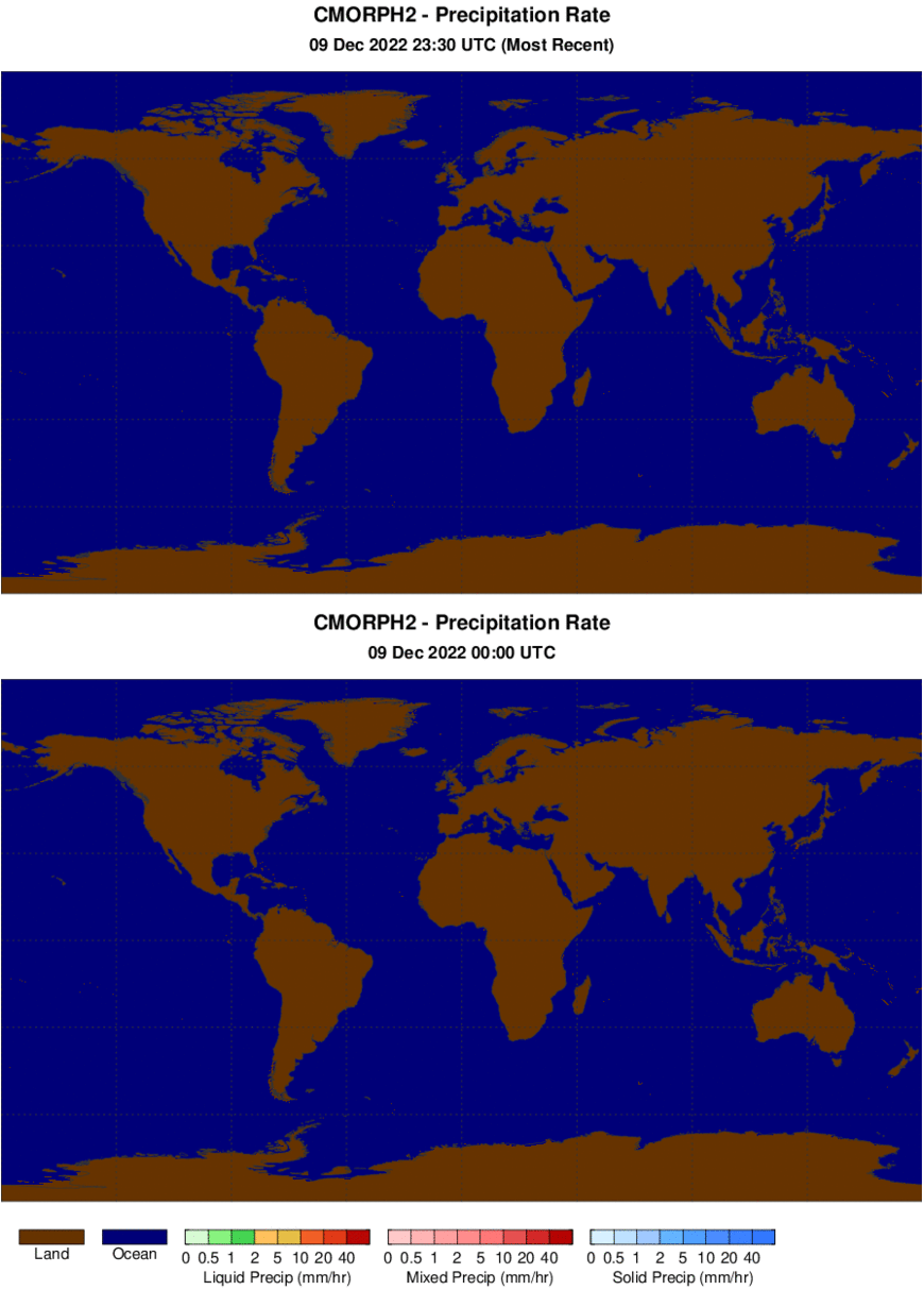 Blended Products  CMORPH - Precipitation Rate - 30-min rate animation - 12/09/2022