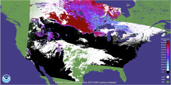 Fractional snow cover over North America using ABI proxy (MODIS, 5 bands) data