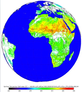 Example of the Land Surface Temperature (LST) product