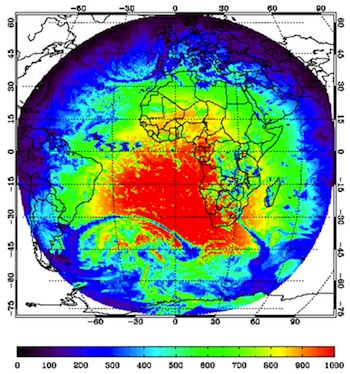 Example of the Downward Shortwave Radiation (at the surface)