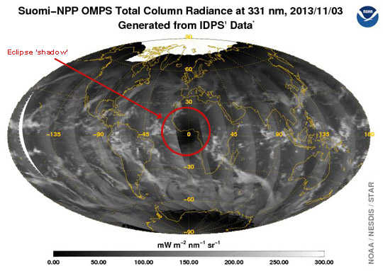 S-NPP OMPS Total Column Radiance at 331 nm