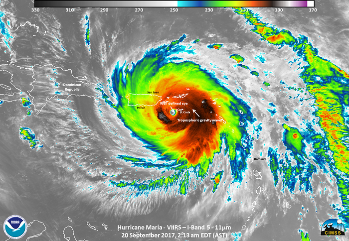 Hurricane Maria, VIIRS I-Band 5, 11µm, 20 September, 2017, 2:13 am EDT