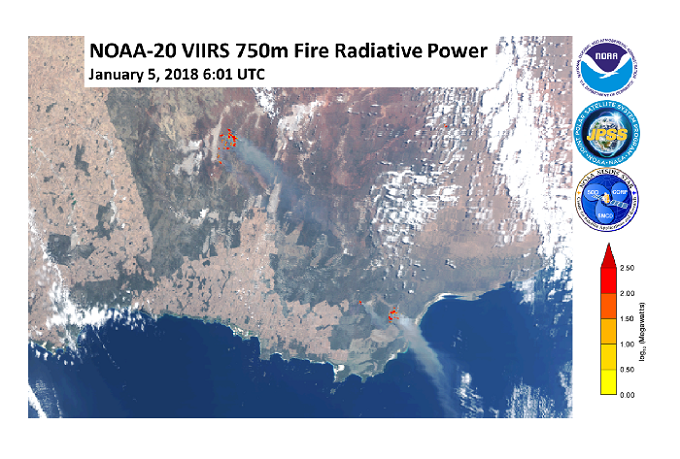 NOAA-20 VIIRS Active Fires, 5 January 2018
