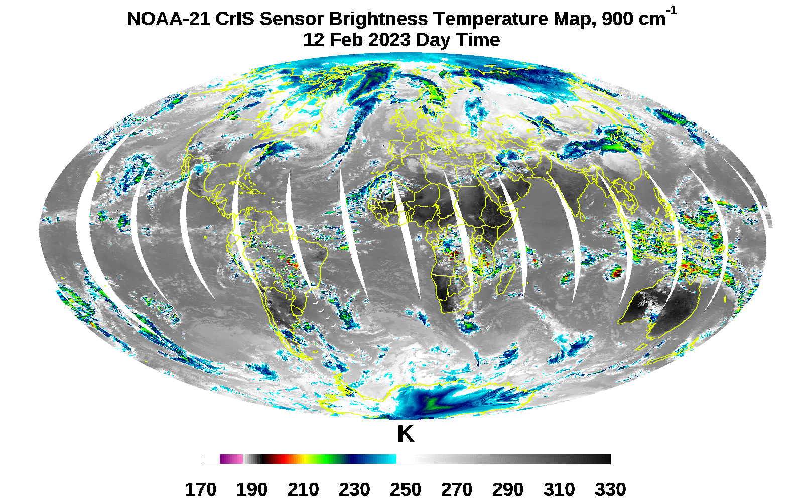 NOAA-21 CrIS First Light Image, 12 February 2023