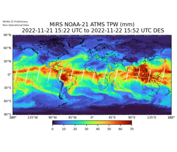 NOAA-21 MIRS TPW First Light, 22 November 2022
