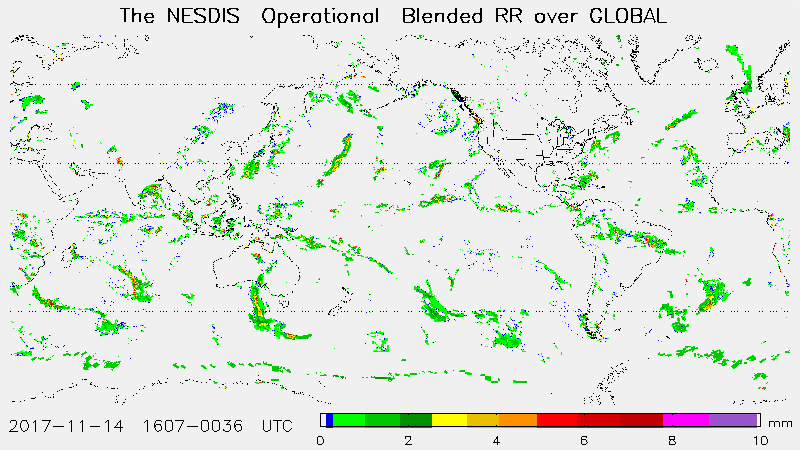 Figure 1 – bRR product over the global domain for 14 November 2017, 0036 UTC