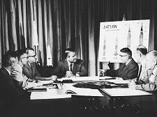 NASA meeting with Werner Von Braun in attendance; a picture