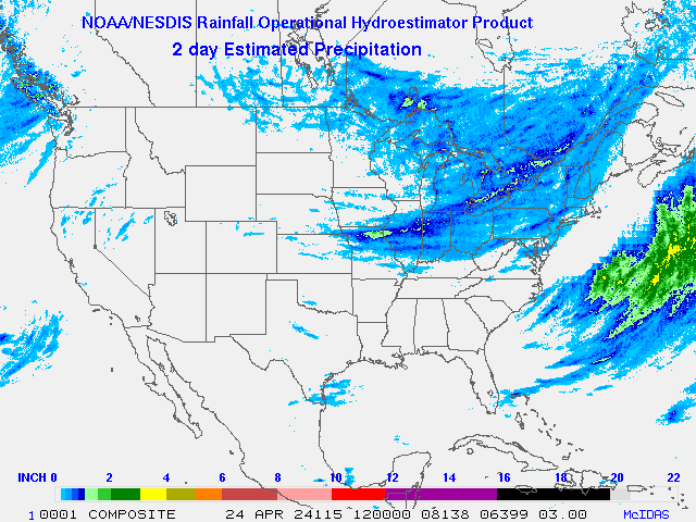 Hydro-Estimator - Contiguous United States - Two-Day Estimated Rainfall Images