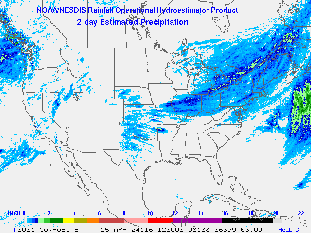 Hydro-Estimator - Contiguous United States - Two-Day Estimated Rainfall Images