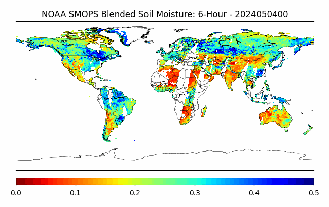 Soil moisture map: data type:Blended, Date: 05/04/2024 - 6 Hour 00