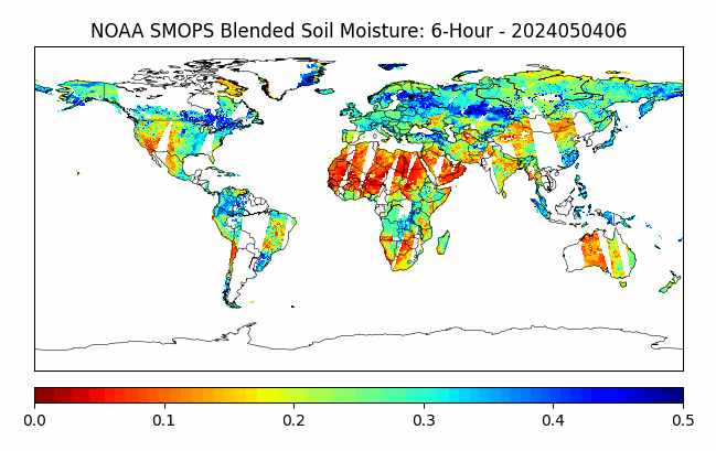 Soil moisture map: data type:Blended, Date: 05/04/2024 - 6 Hour 06