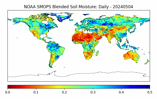 Soil moisture map: data type:Blended, Date: 05/04/2024 - Daily