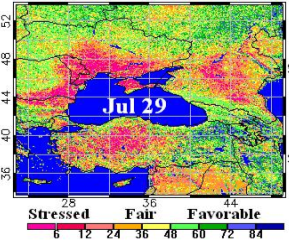 vegetation stress / drought conditions in the Ukraine, July 29, 2007