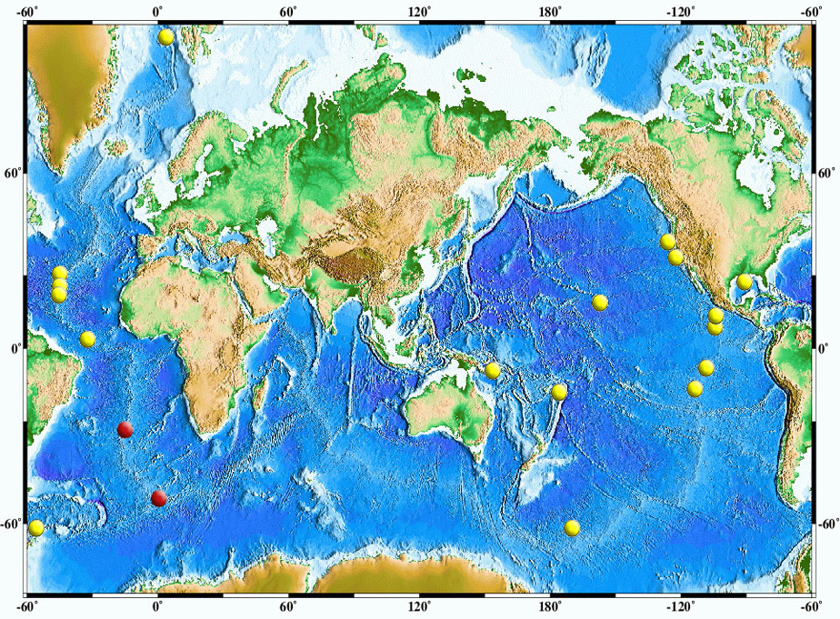 map of available world regions for Bathymetric Analysis