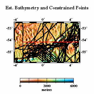 est. bathymetry and constrained points
