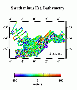 Swath minus estimated bathymetry