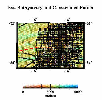 estimated bathymetry and constrained points