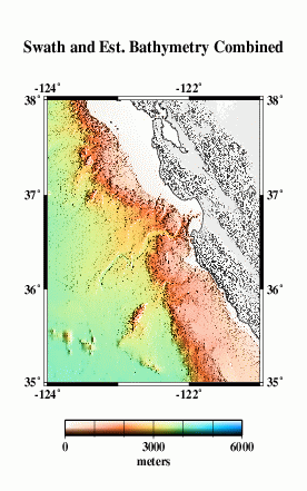 swath and est. bathymetry combined