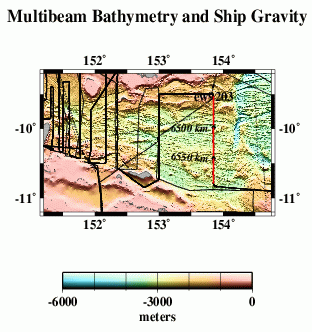 multibeam bathymetry and ship gravity