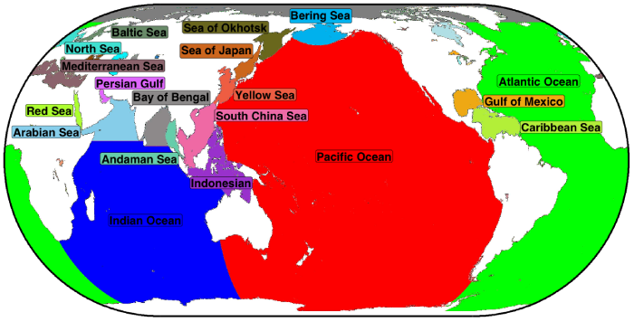 Map of ocean basins.