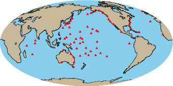 Map of tide gauges used in comparison.