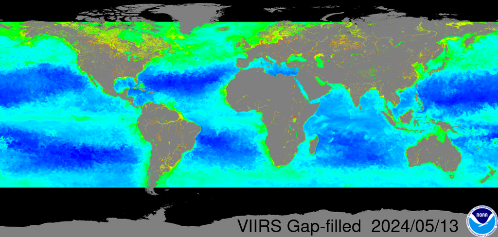Near-real-time VIIRS SNPP and NOAA-20 merged and gap-filled global chlorophyll-a image