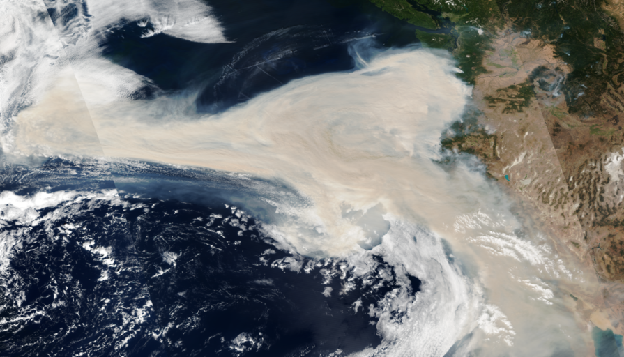 Smoke from fires in the US West Coast blown over the North Pacific on September 10, 2020
