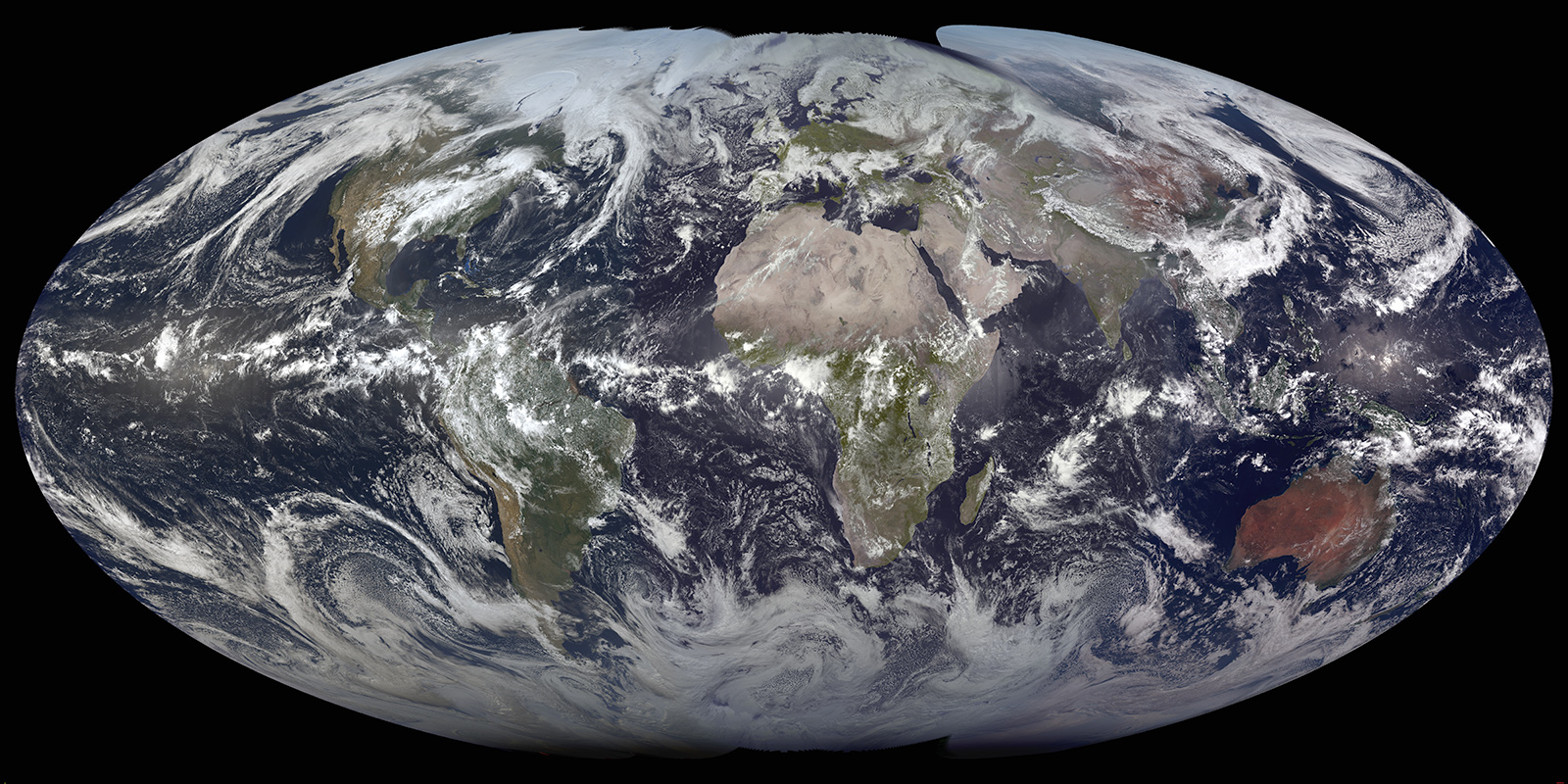 composite satellite image: High Noon From Geostationary Orbit