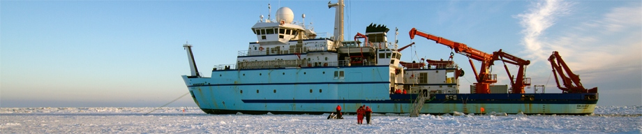 photo: Sikuliaq moored at Ice Station Juha, 3-25-2015. Photo by Roger Topp, University of Alaska Museum of the North