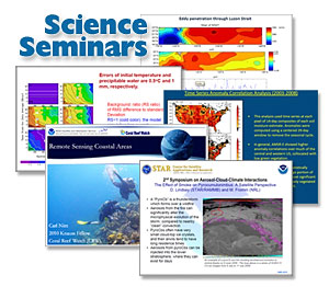 graphic: collage of presentation slides and text: Science Seminars