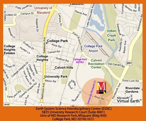 map: location of ESSIC in College Park, MD