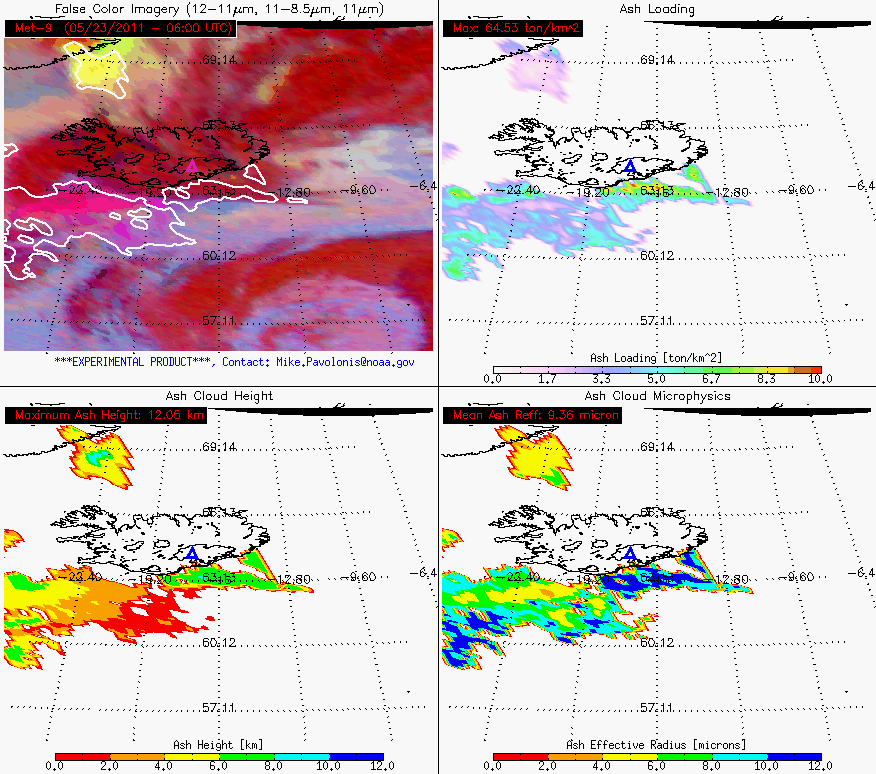 GOES-R volcanic ash product image: 6:00 UTC