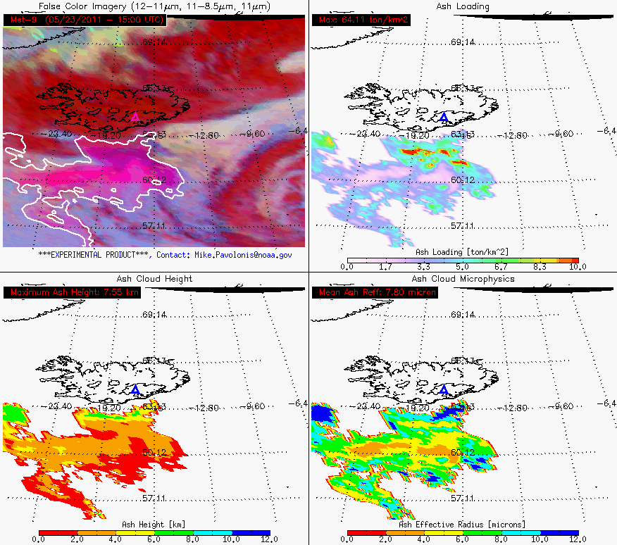 GOES-R volcanic ash product image: 3:00 UTC