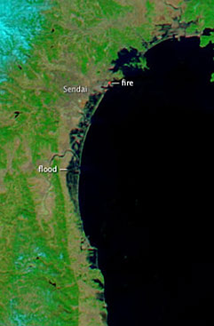 AFTER: MODIS Aqua 250m composite image view acquired on March 13, 2010, after the Tsunami