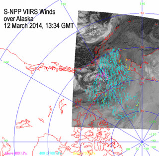 image: First Direct Broadcast VIIRS Polar Winds