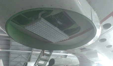 ASCAT Follow-on prototype antenna integrated with the IWRAP instrument on the NOAA P-3 (Kermit)