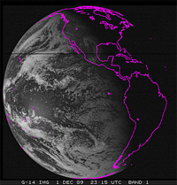 GOES-14 Earth Imager Band 1 - Visible - 12-1-2009
