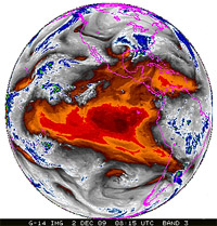 GOES-14 Earth Imager Band 3 - Water Vapor - 12-1-2009