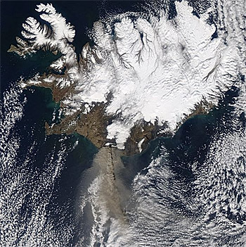 NASA Image - Iceland Volcano Ash Plume - 4-17-2010