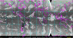 A representative image from the new Global Mosaic of Geostationary Satellite Imagery product, which combines images from GOES-E, GOES-W, METEOSAT, and  MTSAT.